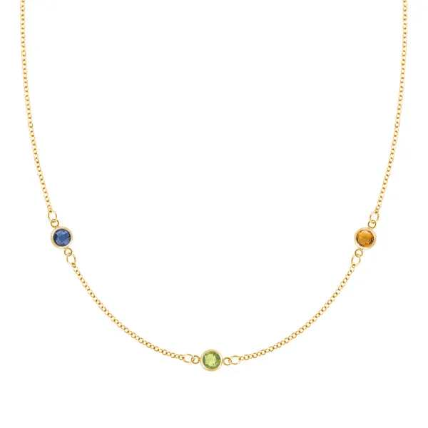 Personalized Classic 3 Birthstone Necklace in 14k Gold sold by Haverhill