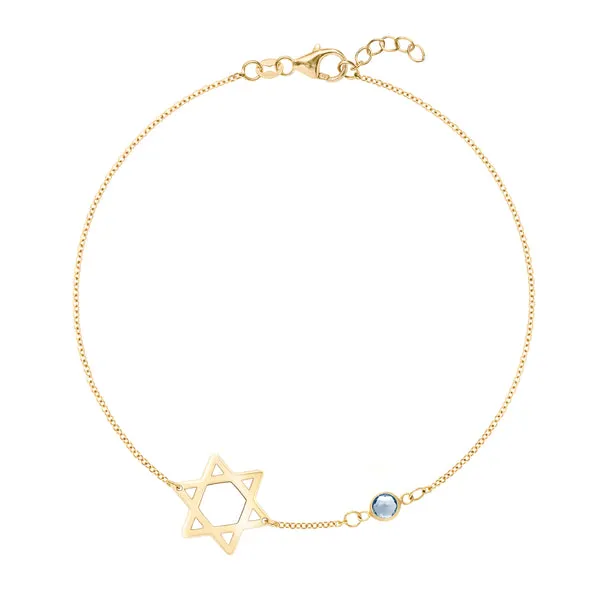 Personalized Classic Star of David & 1 Birthstone Bracelet in 14k Gold sold by Haverhill