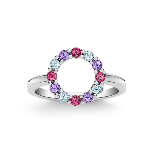 Personalized Rosecliff Small Circle Birthstone Ring in 14k Gold sold by Haverhill