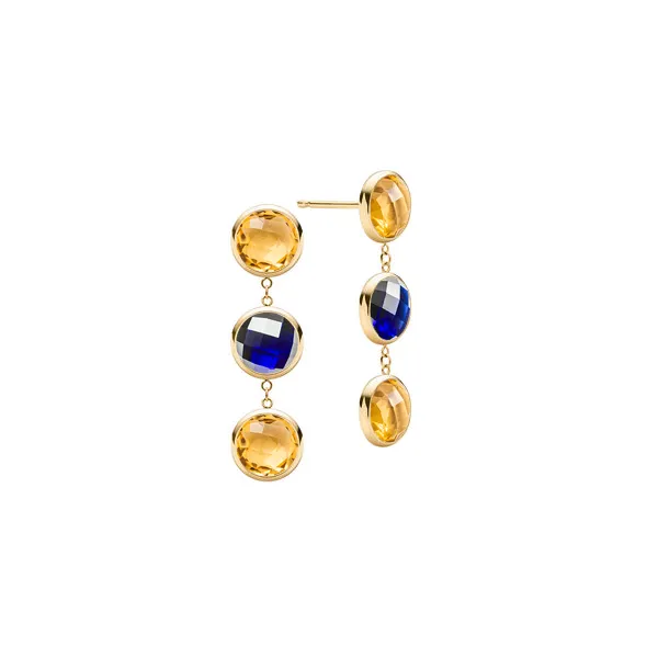 Personalized Newport Grand 3 Birthstone Earrings in 14k Gold sold by Haverhill
