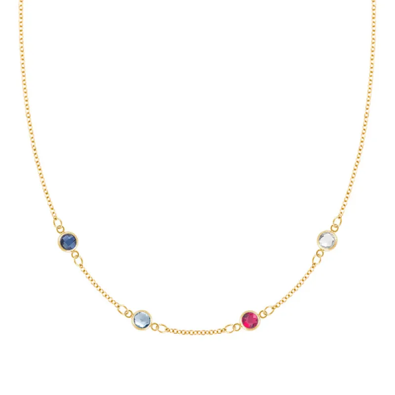 Personalized Classic 4 Birthstone Necklace in 14k Gold sold by Haverhill