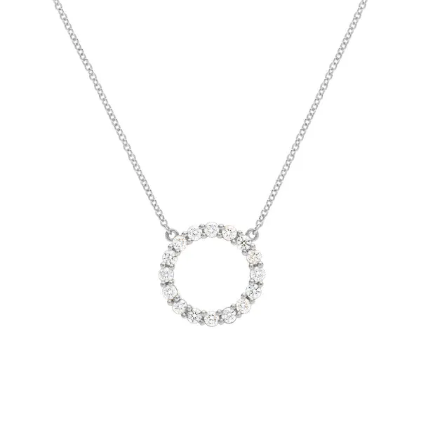 Personalized Rosecliff Circle Birthstone Necklace in 14k Gold sold by Haverhill