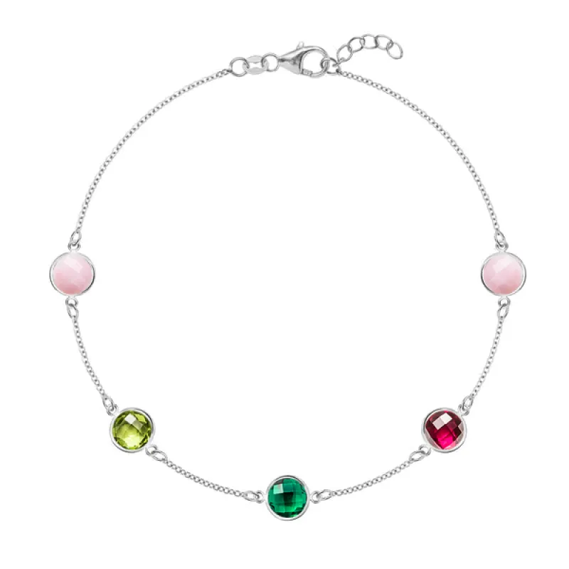 Personalized Grand 5 Birthstone Bracelet in 14k Gold sold by Haverhill