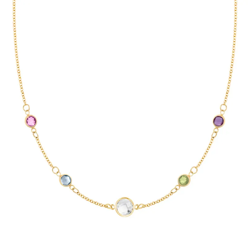 Personalized 1 Grand & 4 Classic Birthstone Necklace in 14k Gold sold by Haverhill