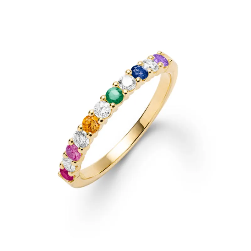 Personalized Rosecliff Birthstone Stackable Ring in 14k Gold sold by Haverhill