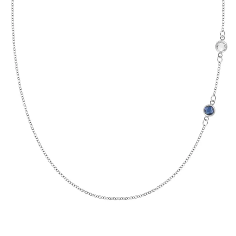 Personalized Classic 2 Birthstone Necklace in 14k Gold sold by Haverhill