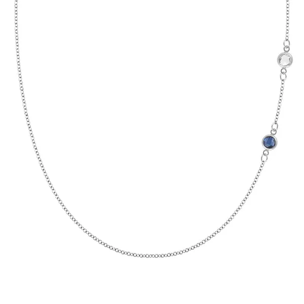 Personalized Classic 2 Birthstone Necklace in 14k Gold sold by Haverhill