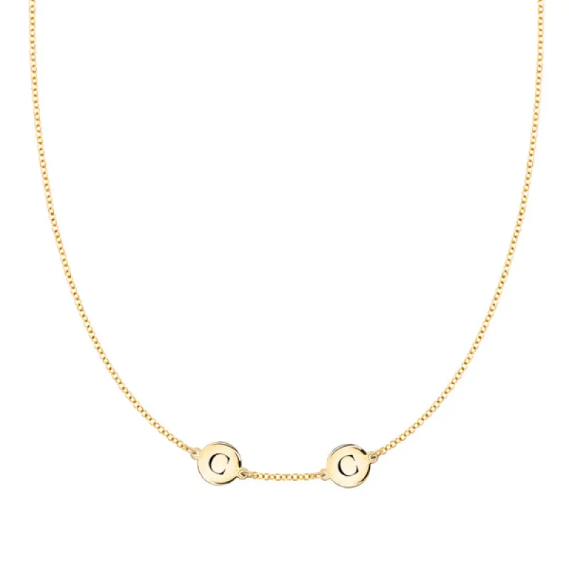 Personalized 2 Letter Necklace in 14k Gold (Single Spacing) sold by Haverhill