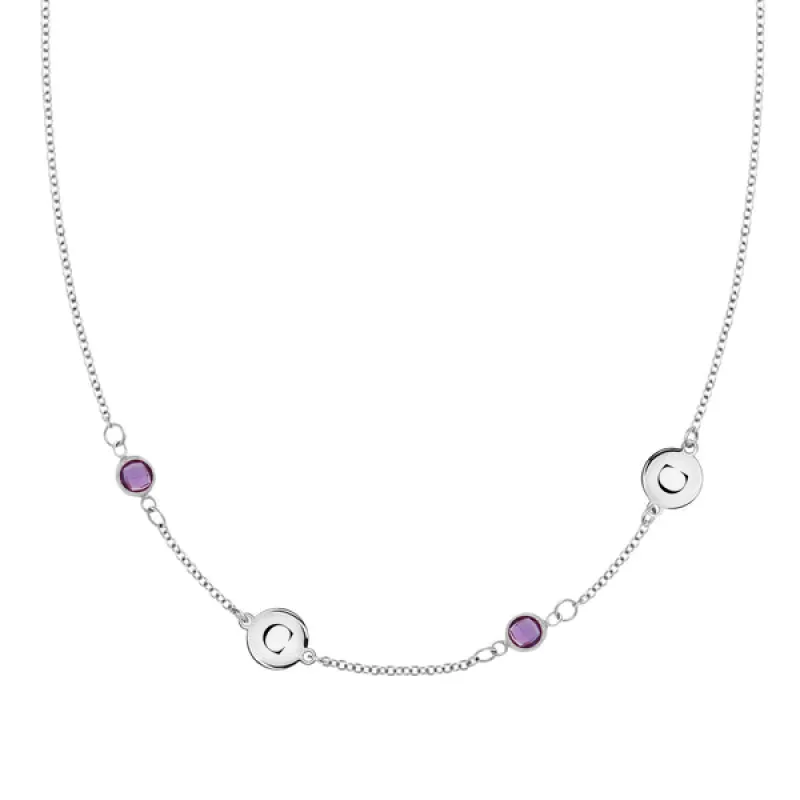 Personalized Classic 2 Letter & 2 Birthstone Necklace in 14k Gold (Double Spacing) sold by Haverhill