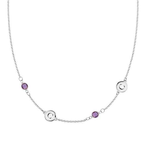 Personalized Classic 2 Letter & 2 Birthstone Necklace in 14k Gold (Double Spacing) sold by Haverhill