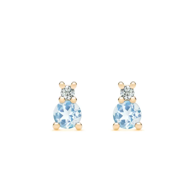 Personalized Greenwich Solitaire Birthstone & Diamond Earrings in 14k Gold sold by Haverhill