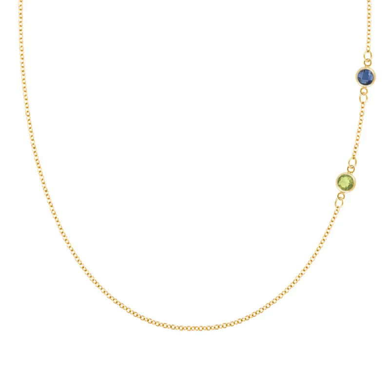 Personalized Classic 2 Birthstone Necklace in 14k Gold sold by Haverhill