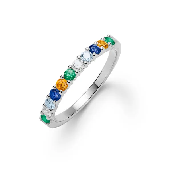 Personalized Rosecliff Birthstone Stackable Ring in 14k Gold sold by Haverhill