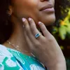 Personalized Warren Horizontal Birthstone Ring with Accent Stones in 14k Gold sold by Haverhill