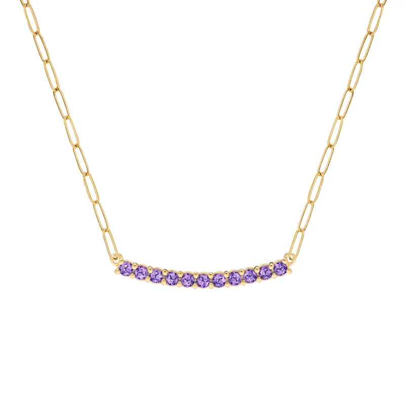 Rosecliff Amethyst Bar Adelaide Mini Necklace in 14k Gold (February) sold by Haverhill