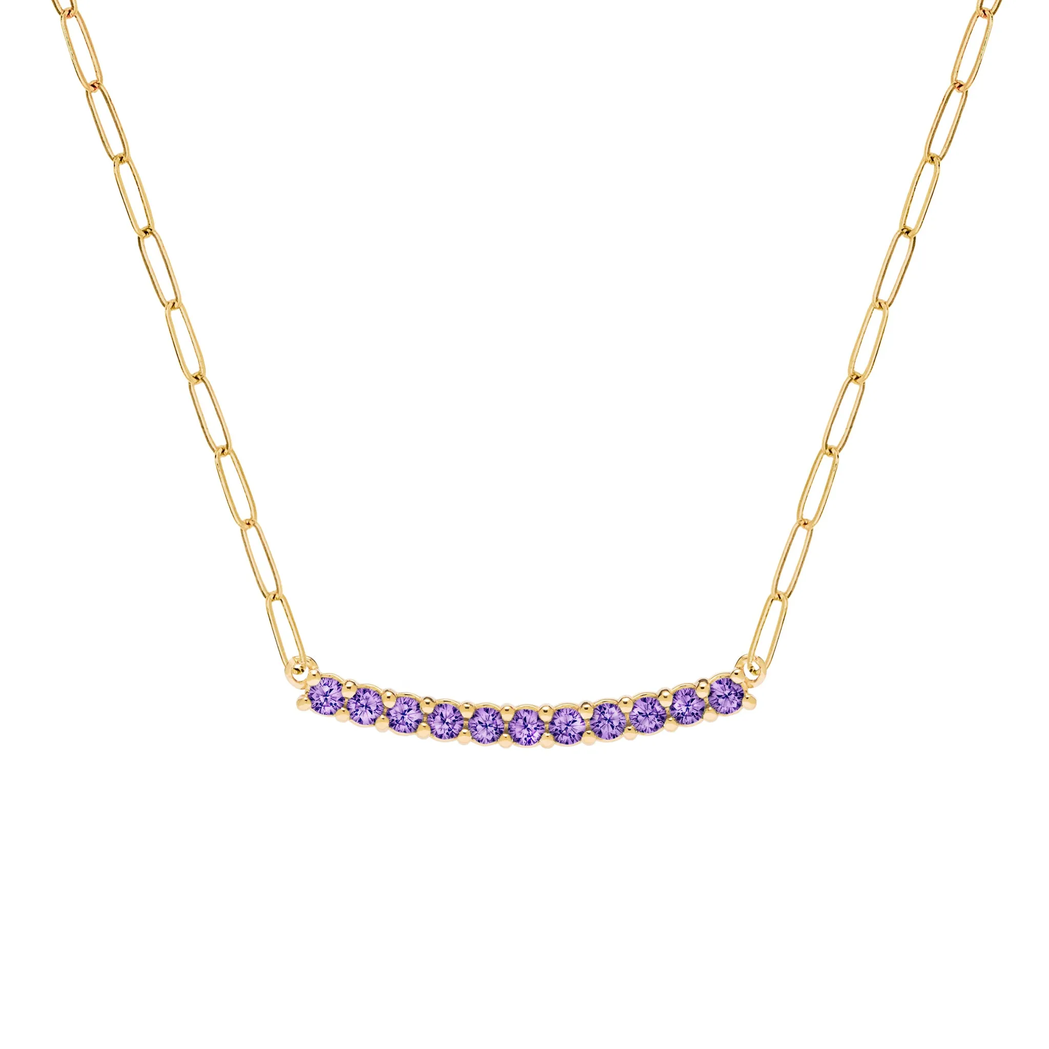 Rosecliff Amethyst Bar Adelaide Mini Necklace in 14k Gold (February) sold by Haverhill
