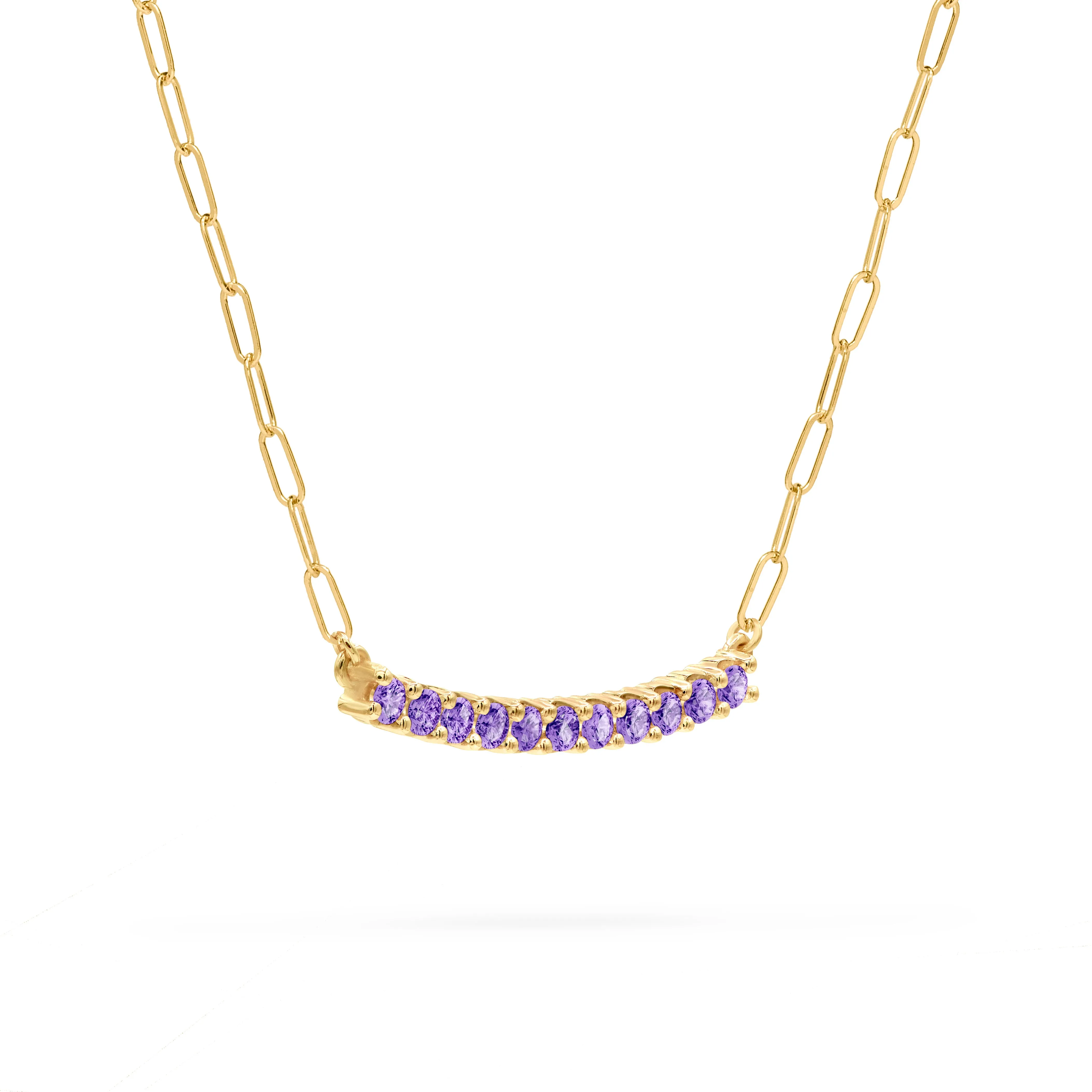 Rosecliff Amethyst Bar Adelaide Mini Necklace in 14k Gold (February) sold by Haverhill product image thumbnail 4