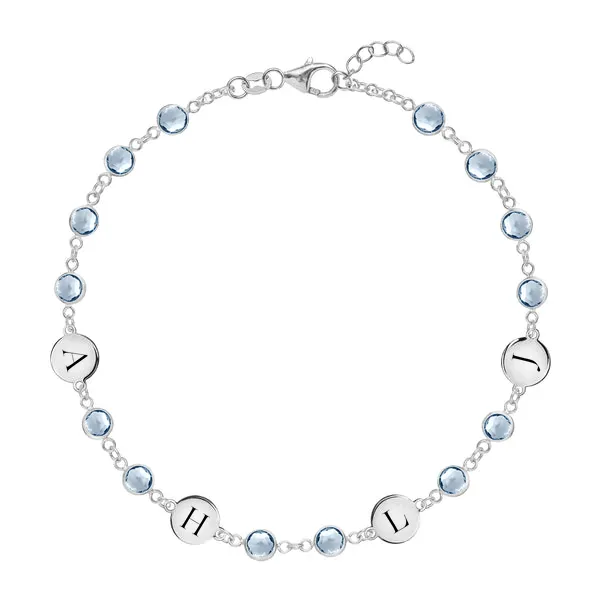 Personalized Newport 4 Letter Birthstone Bracelet in 14k Gold sold by Haverhill