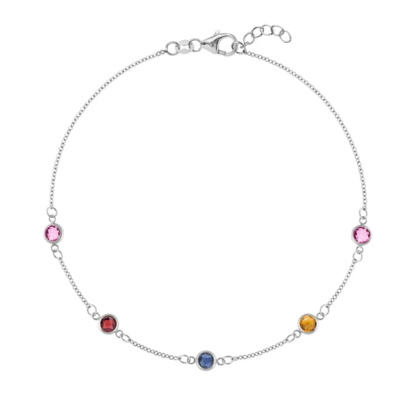 Personalized Classic 5 Birthstone Bracelet in 14k Gold sold by Haverhill