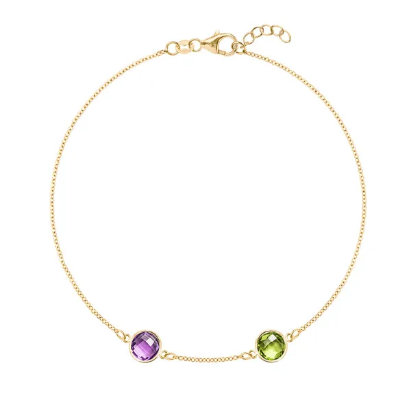 Personalized Grand 2 Birthstone Bracelet in 14k Gold sold by Haverhill