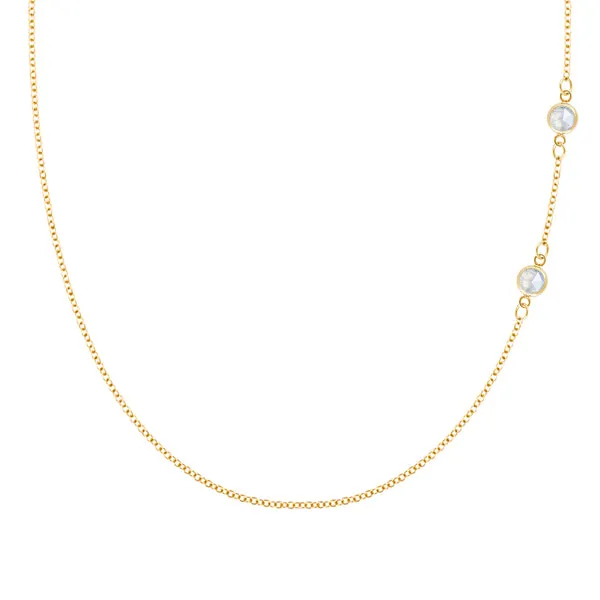 Personalized Classic 2 Birthstone Necklace in 14k Gold sold by Haverhill