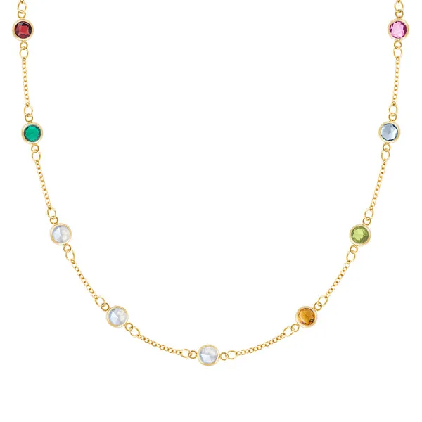 Personalized Classic 9 Birthstone Necklace in 14k Gold sold by Haverhill
