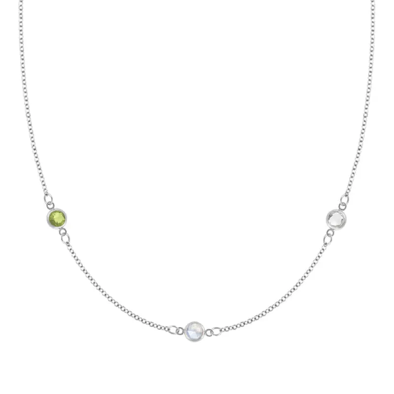 Personalized Classic 3 Birthstone Necklace in 14k Gold sold by Haverhill