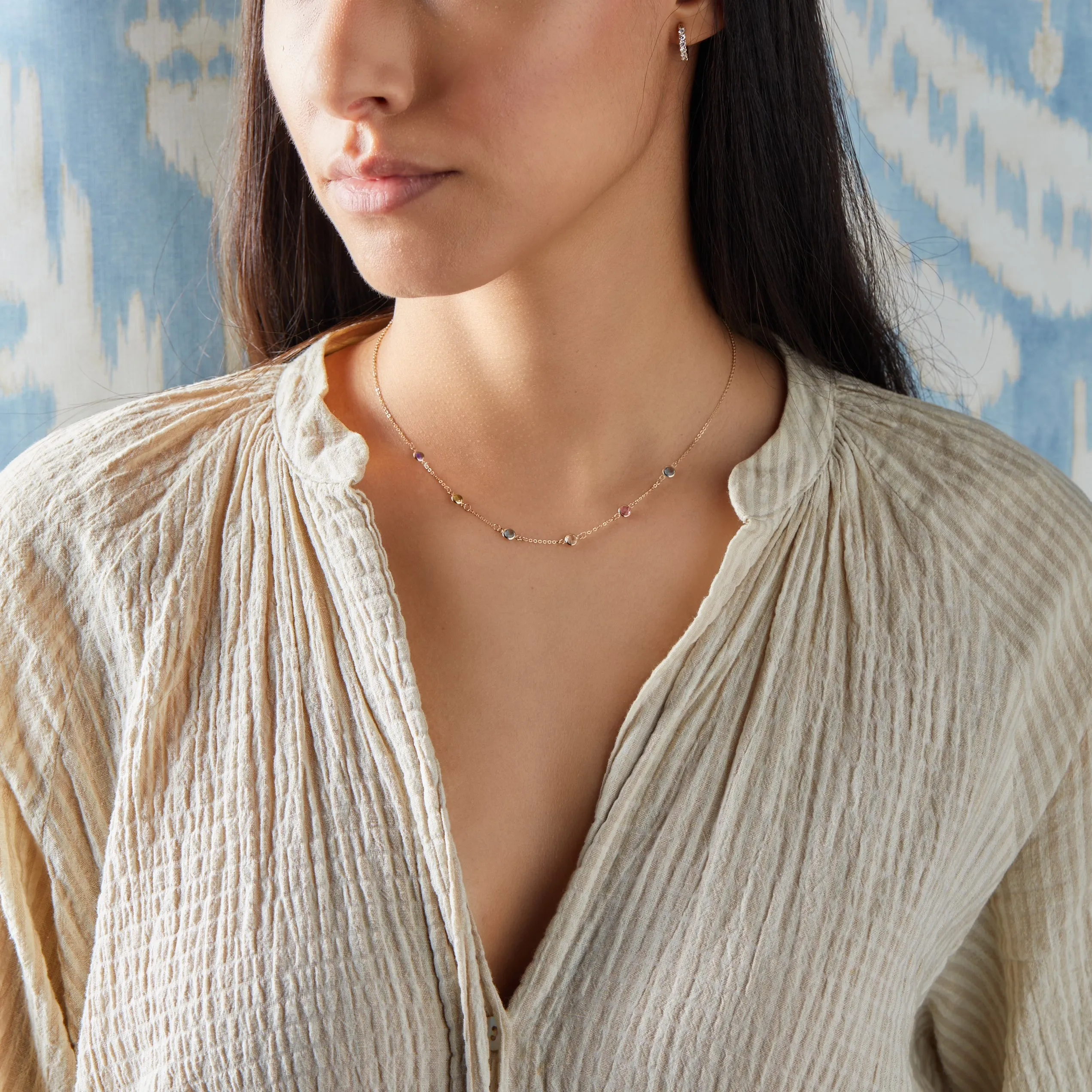 Personalized Classic 6 Birthstone Necklace in 14k Gold sold by Haverhill product image thumbnail 2