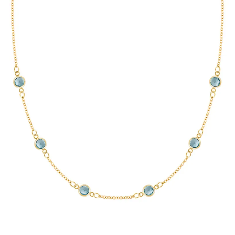 Personalized Classic 6 Birthstone Necklace in 14k Gold sold by Haverhill