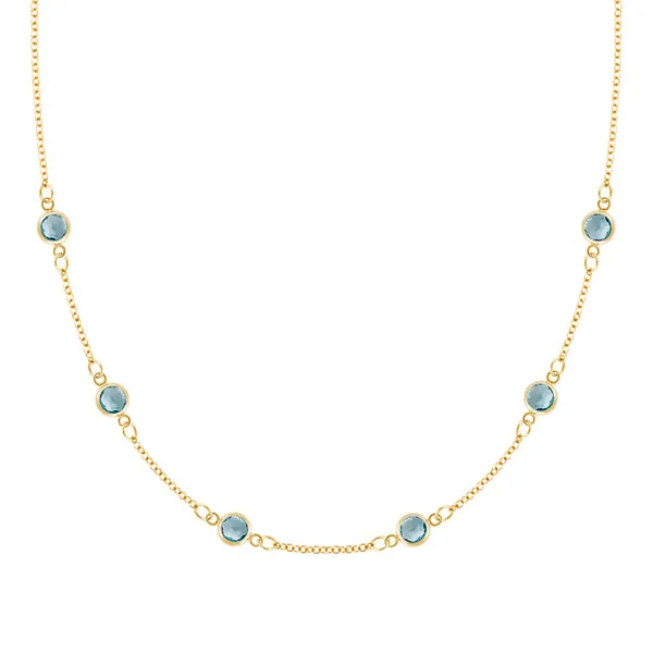 Personalized Classic 6 Birthstone Necklace in 14k Gold sold by Haverhill