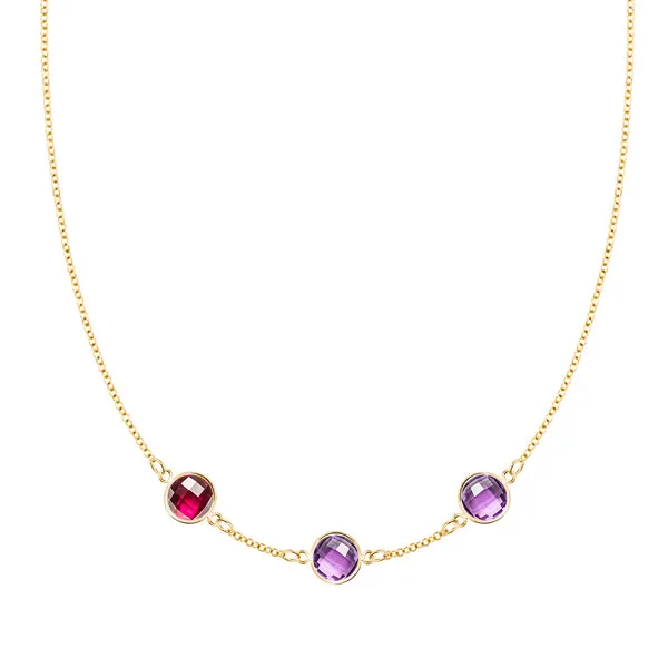 Personalized Grand 3 Birthstone Necklace in 14k Gold sold by Haverhill