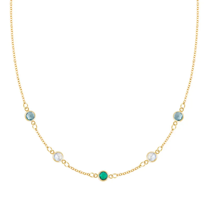 Personalized Classic 5 Birthstone Necklace in 14k Gold sold by Haverhill