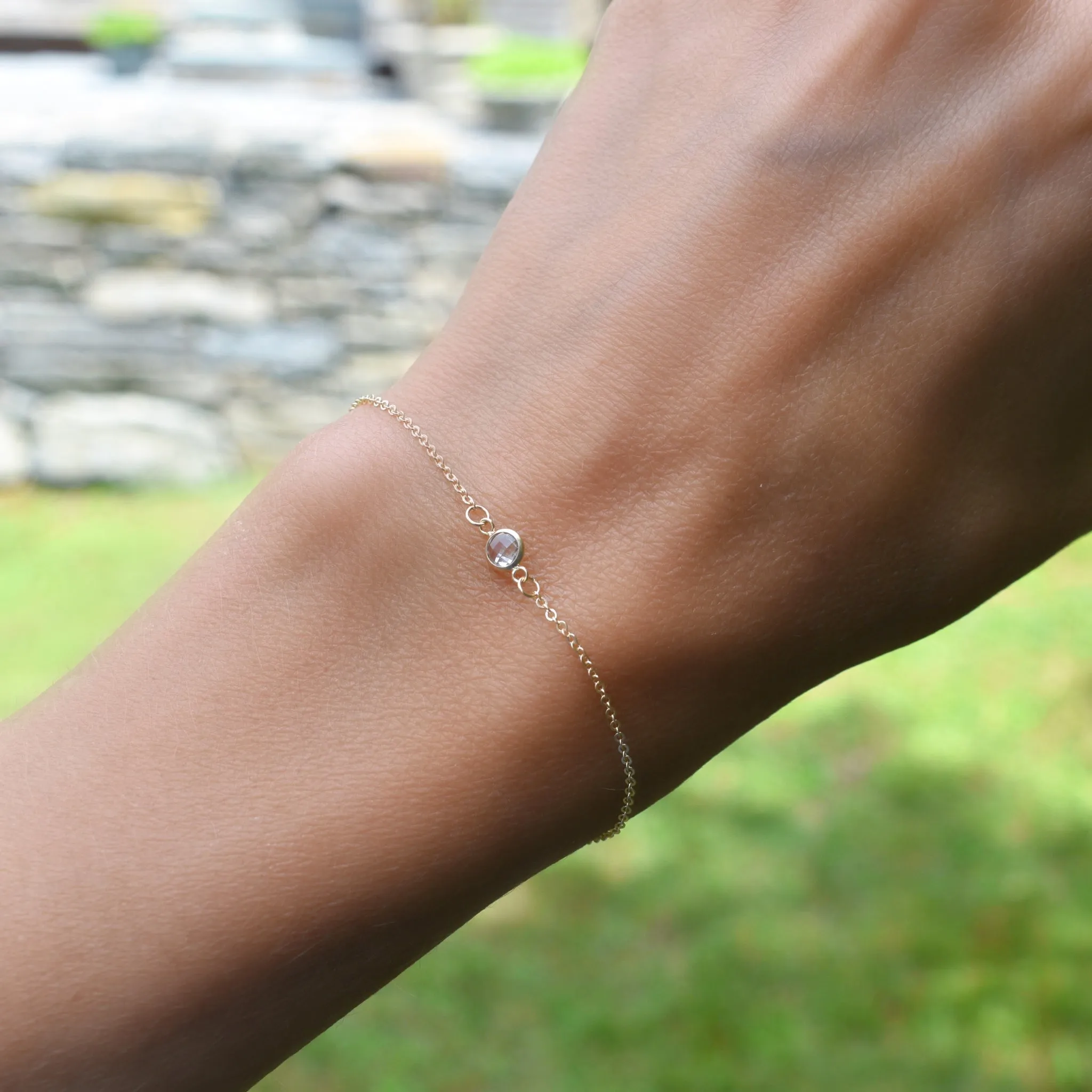 Personalized Classic 1 Birthstone Bracelet in 14k Gold sold by Haverhill product image thumbnail 2