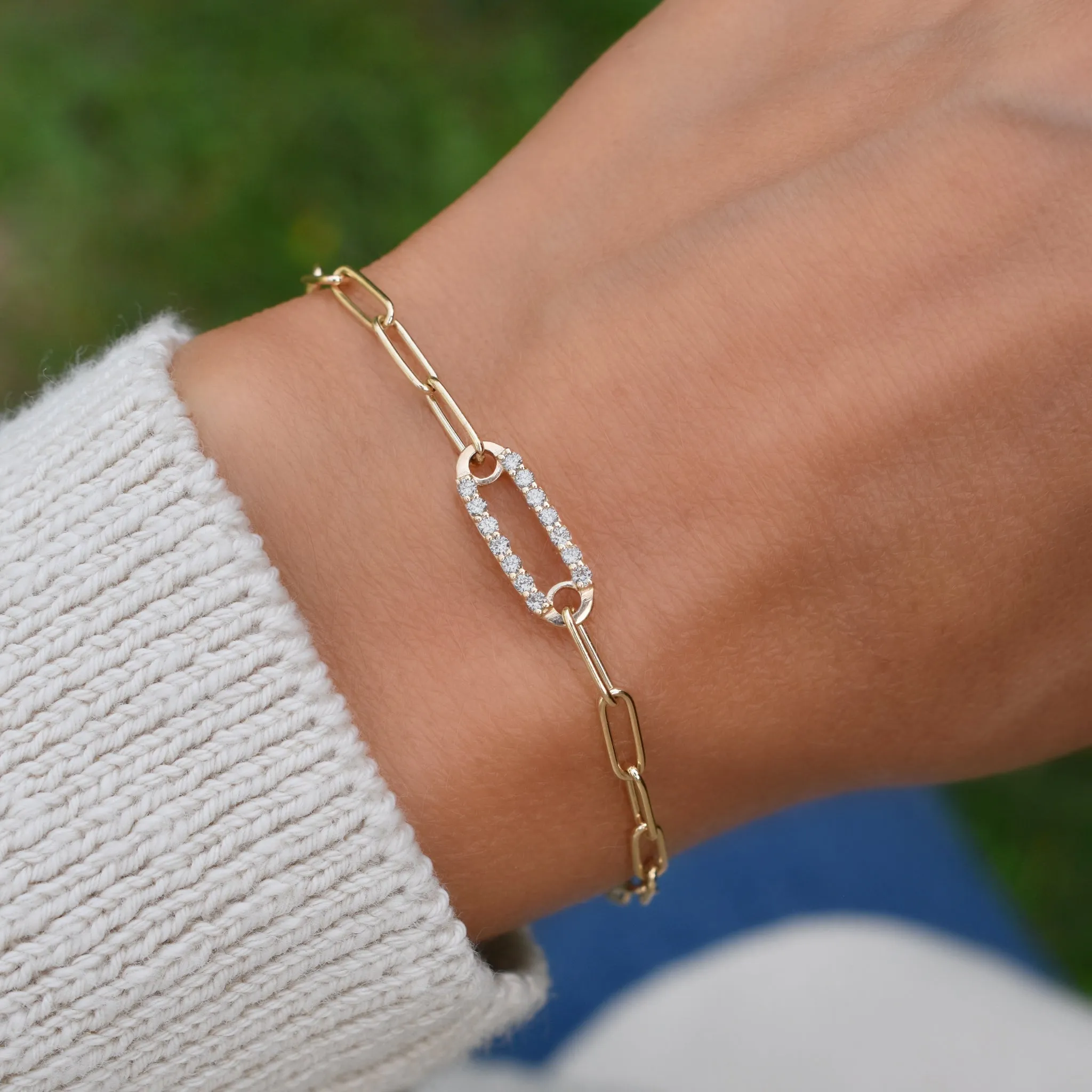 Personalized Adelaide 1 Pavé Birthstone Link Bracelet in 14k Gold sold by Haverhill product image thumbnail 3