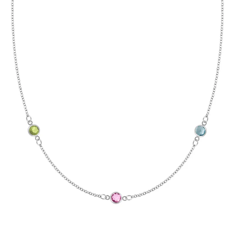 Personalized Classic 3 Birthstone Necklace in 14k Gold sold by Haverhill