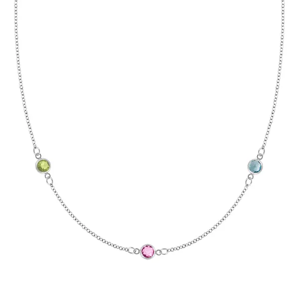 Personalized Classic 3 Birthstone Necklace in 14k Gold sold by Haverhill