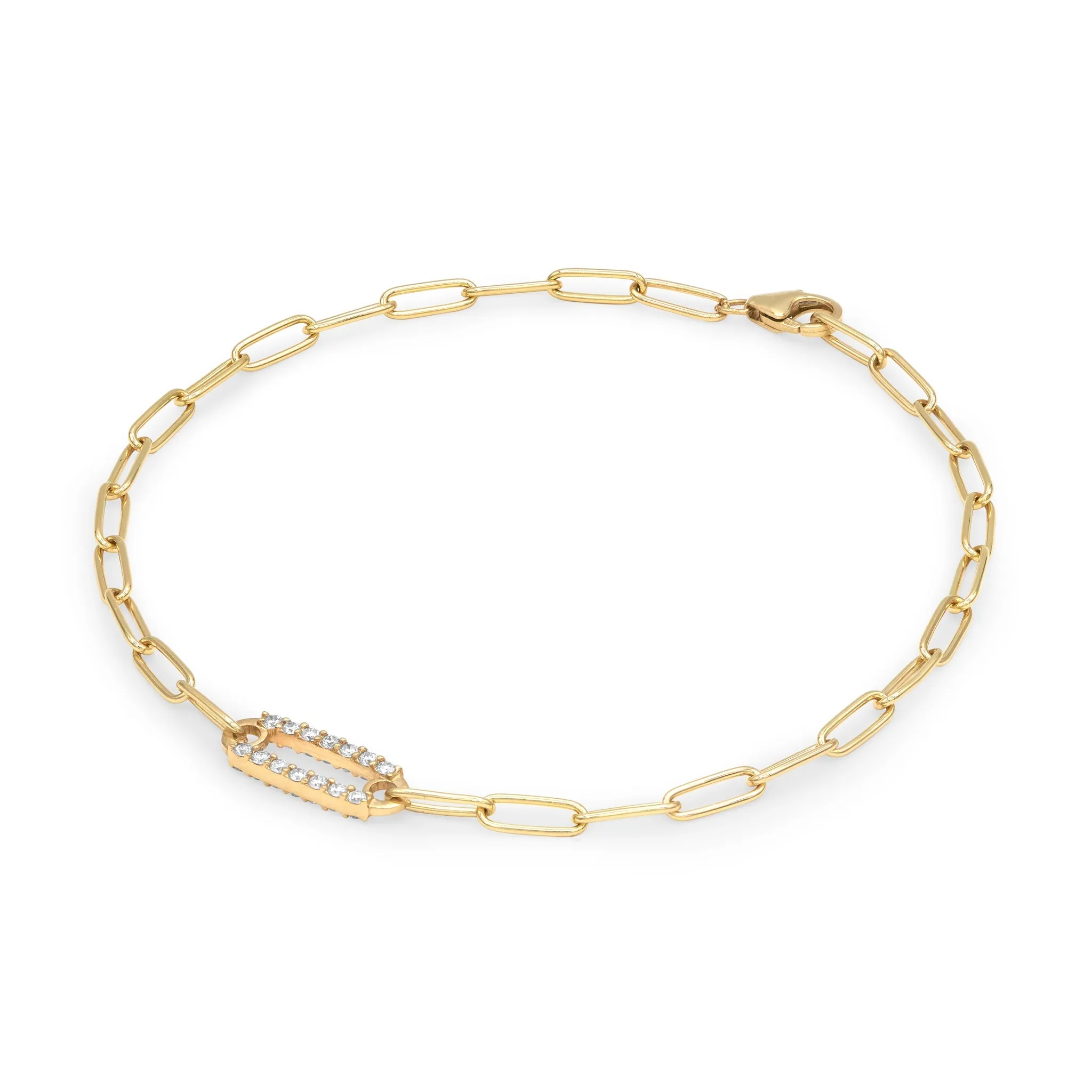 Personalized Adelaide 1 Pavé Birthstone Link Bracelet in 14k Gold sold by Haverhill product image thumbnail 4