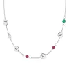 Personalized Classic 4 Letter & 4 Birthstone Necklace in 14k Gold (Single Spacing) sold by Haverhill