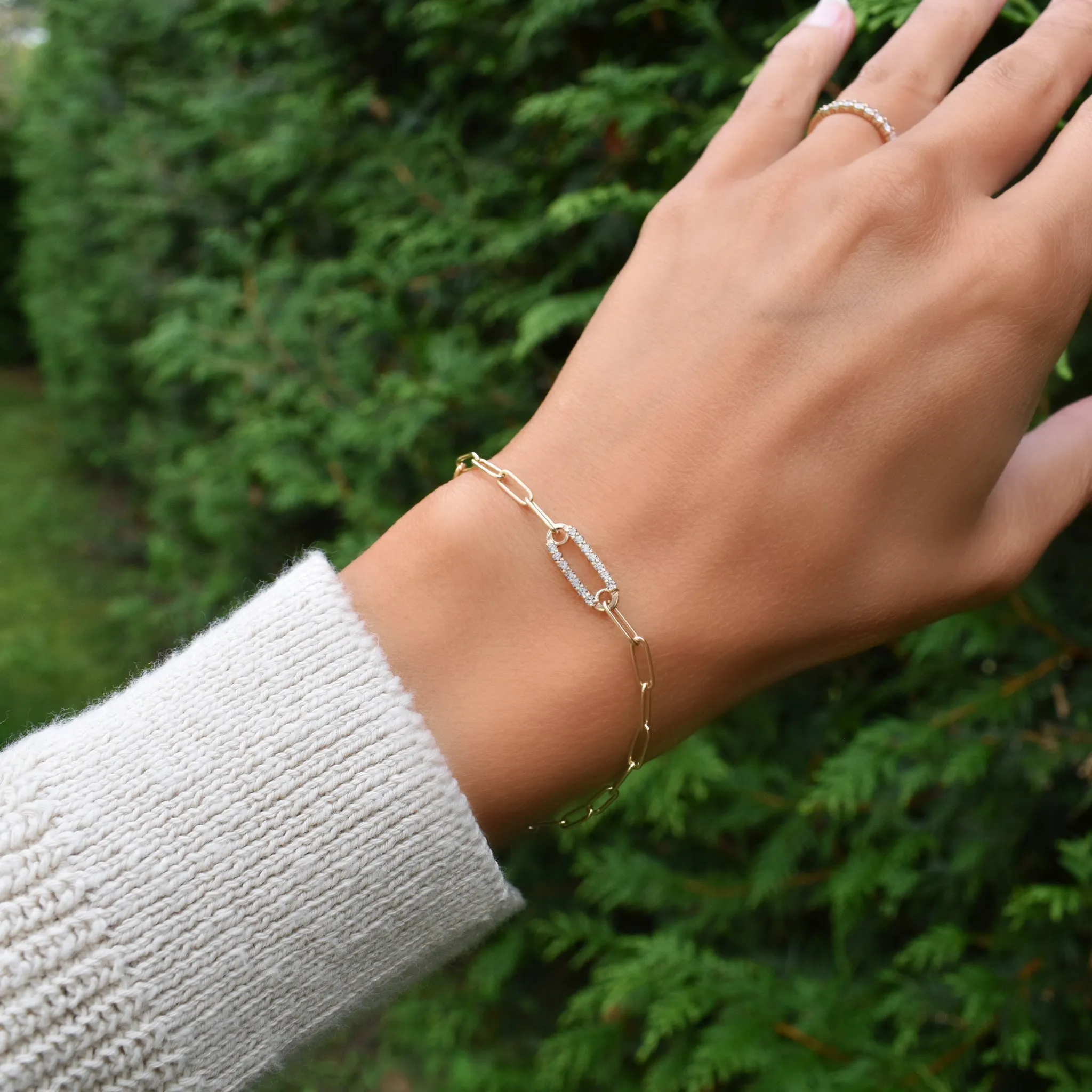 Personalized Adelaide 1 Pavé Birthstone Link Bracelet in 14k Gold sold by Haverhill product image thumbnail 2