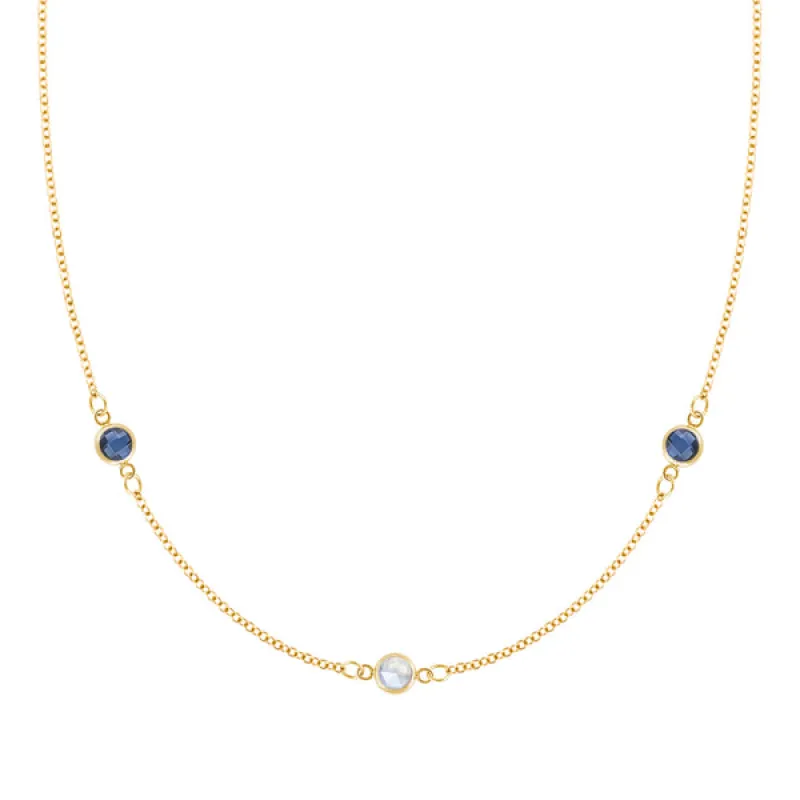 Personalized Classic 3 Birthstone Necklace in 14k Gold sold by Haverhill