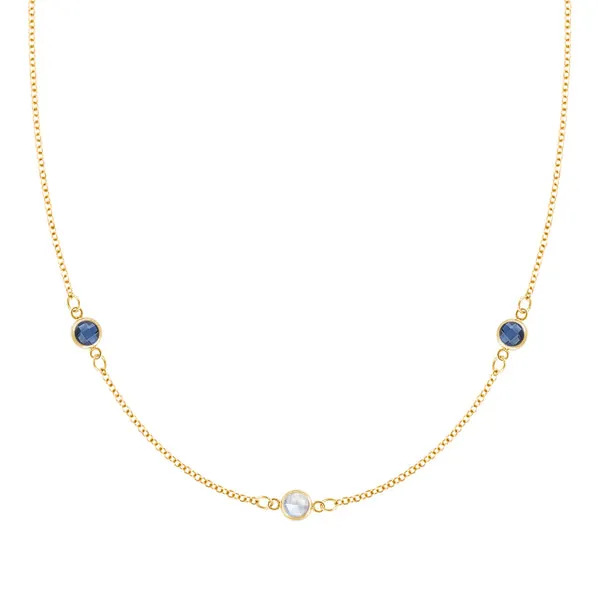 Personalized Classic 3 Birthstone Necklace in 14k Gold sold by Haverhill