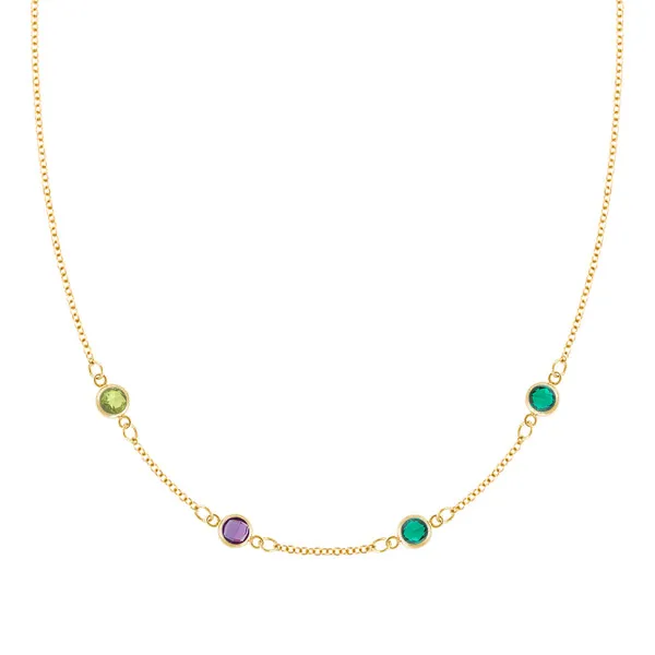 Personalized Classic 4 Birthstone Necklace in 14k Gold sold by Haverhill