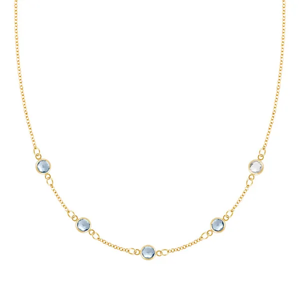 Personalized Classic 5 Birthstone Necklace in 14k Gold sold by Haverhill