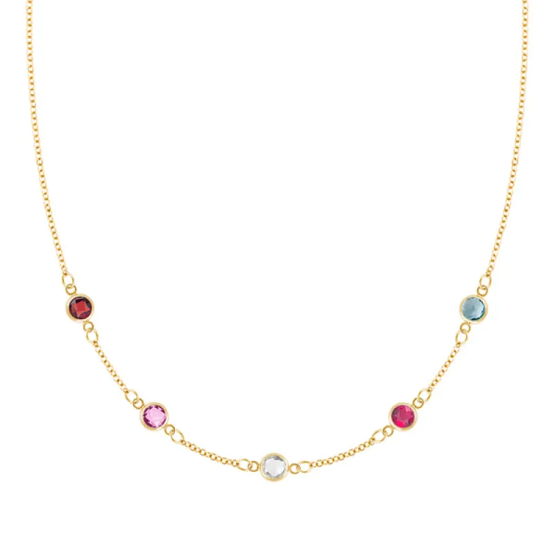 Personalized Classic 5 Birthstone Necklace in 14k Gold sold by Haverhill