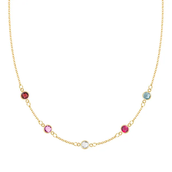 Personalized Classic 5 Birthstone Necklace in 14k Gold sold by Haverhill