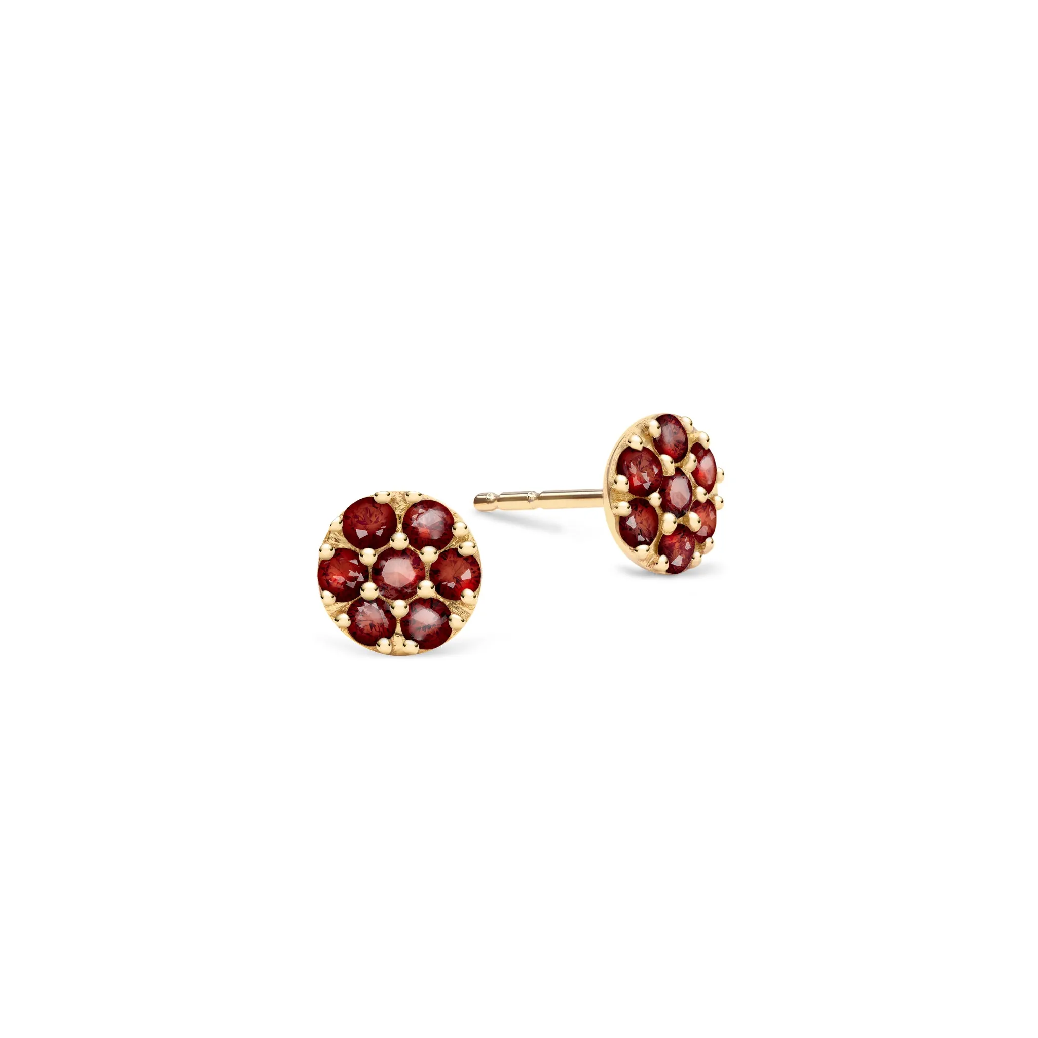 Rosecliff Garnet Mini Stud Earrings in Solid 14k Gold (January) sold by Haverhill