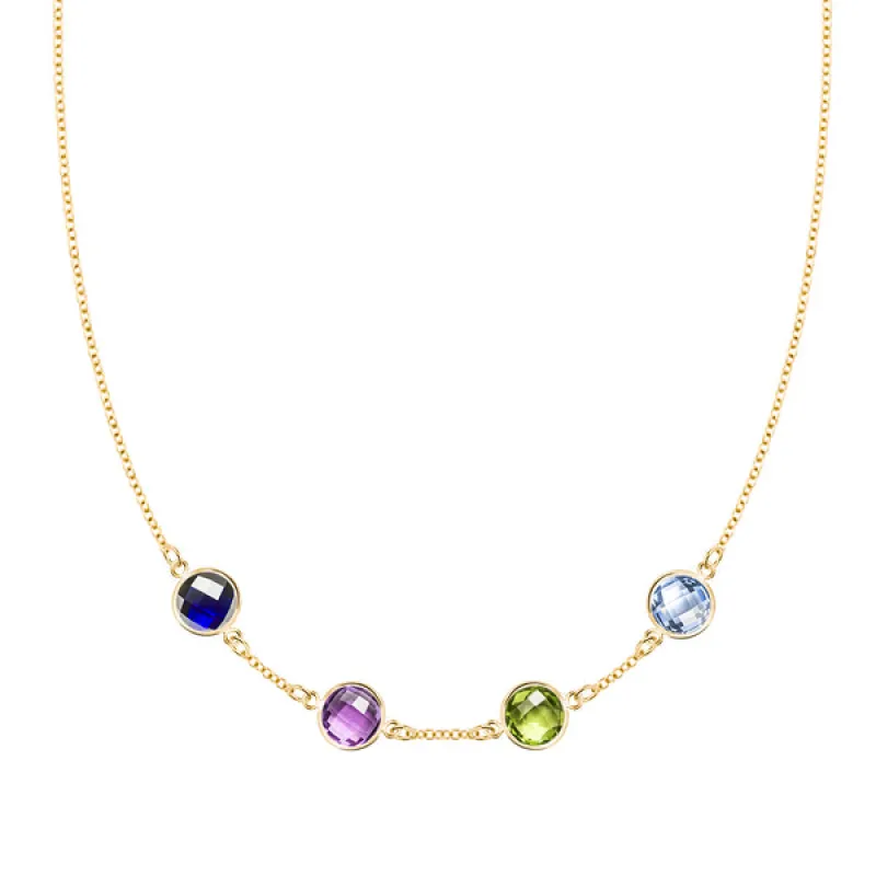 Personalized Grand 4 Birthstone Necklace in 14k Gold sold by Haverhill