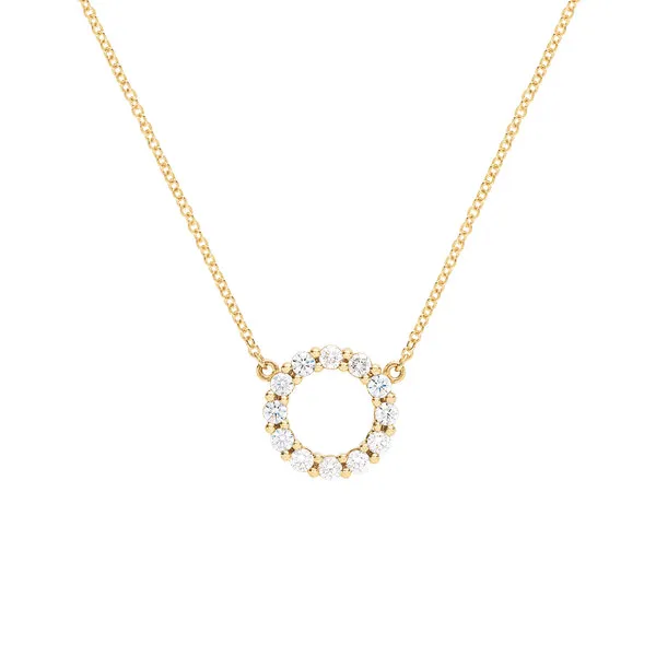 Personalized Rosecliff Small Circle Birthstone Necklace in 14k Gold sold by Haverhill