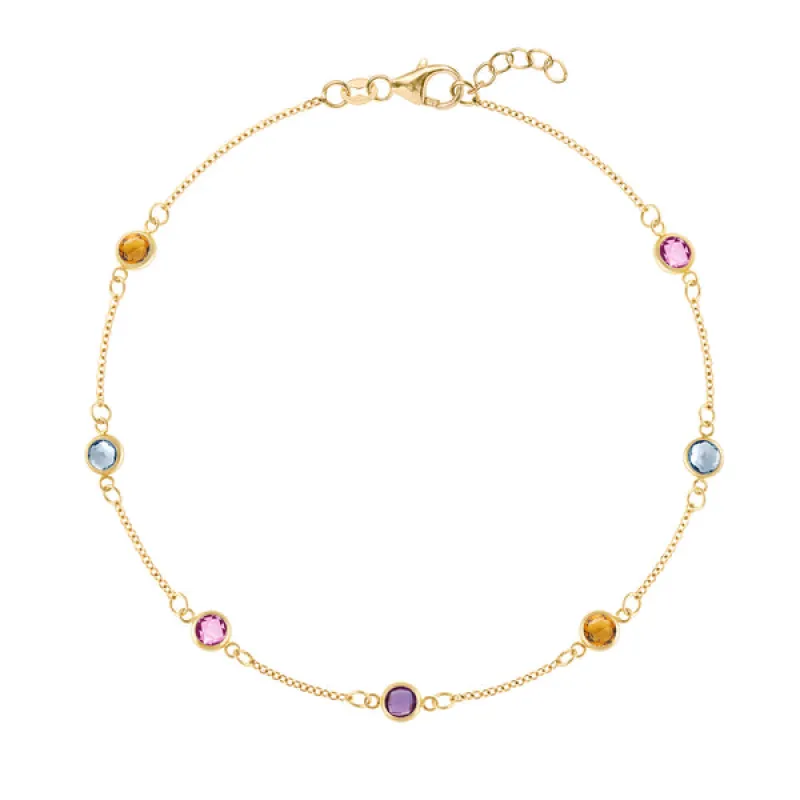 Personalized Classic 7 Birthstone Bracelet in 14k Gold sold by Haverhill