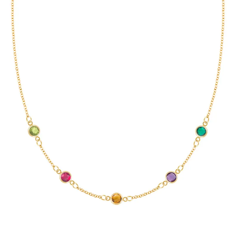 Personalized Classic 5 Birthstone Necklace in 14k Gold sold by Haverhill